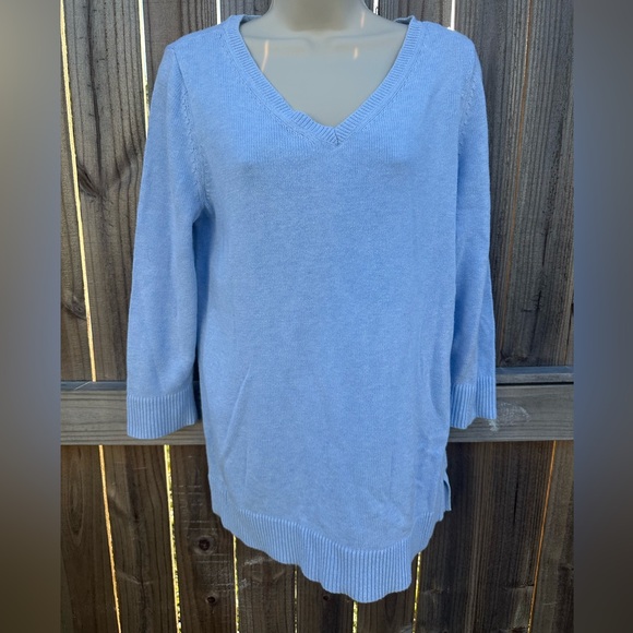 Talbots Light Blue Pima Cotton Sweater with Tie-Back - Medium - Picture 5 of 5
